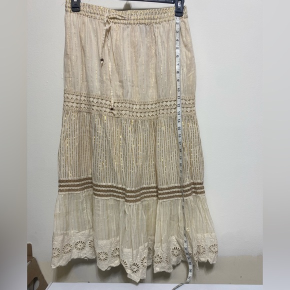 Boho Eyelet Maxi Skirt Size XL Cotton Boho Cream - Picture 1 of 7